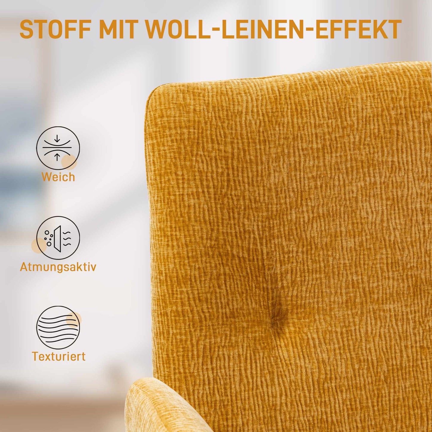 Swivel Accent Chair, Modern Design, Yellow, 120 kg Capacity