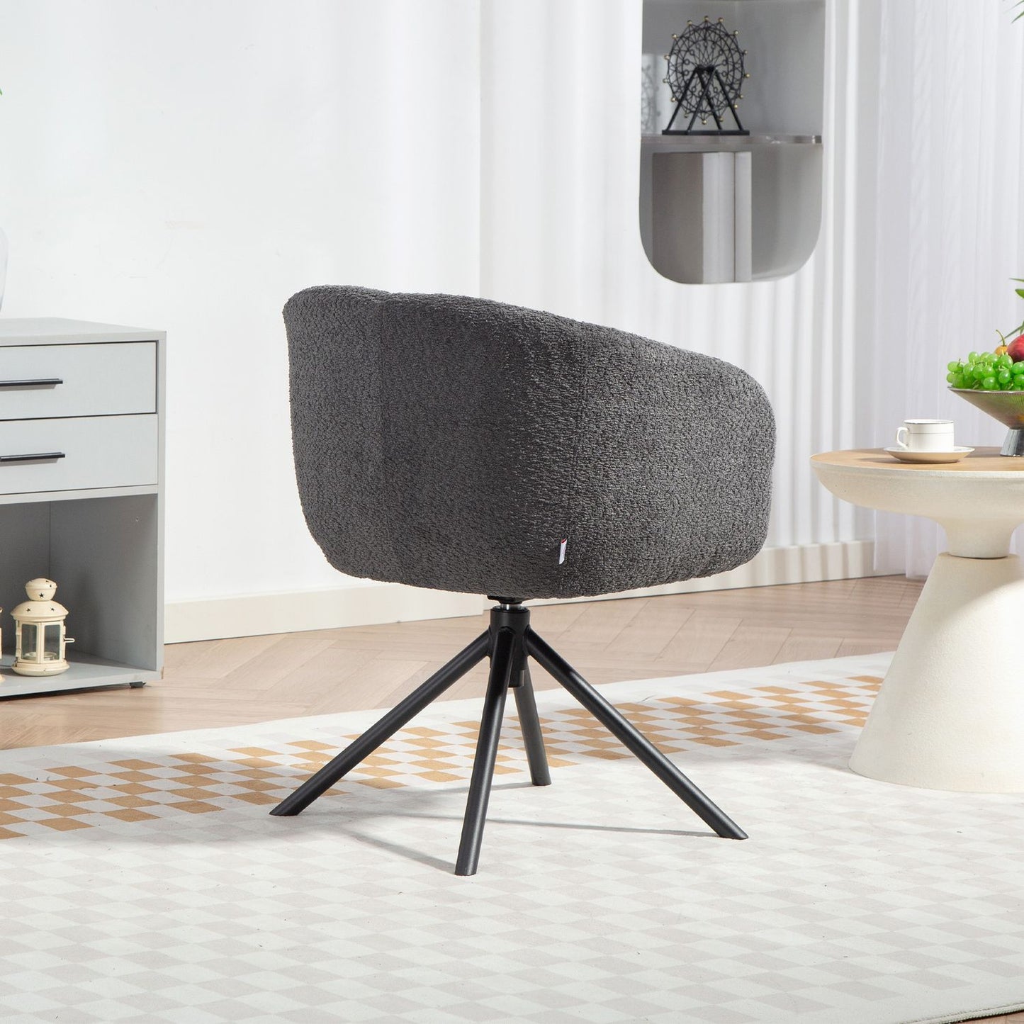 Swivel Armchair, Comfy Seat, Dark Grey, 120kg Capacity