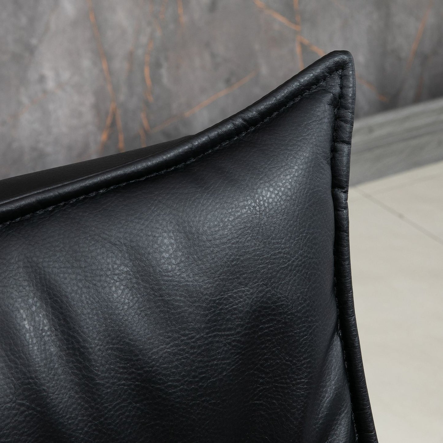 Reclining swivel armchair with stool, artificial leather, black