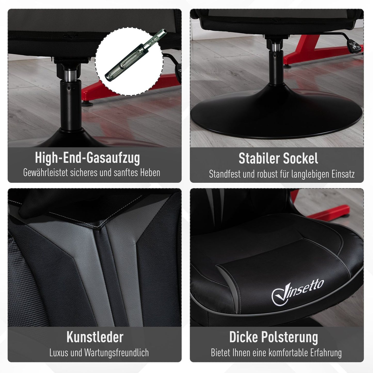 Ergonomic gaming swivel chair, adjustable height, black/grey