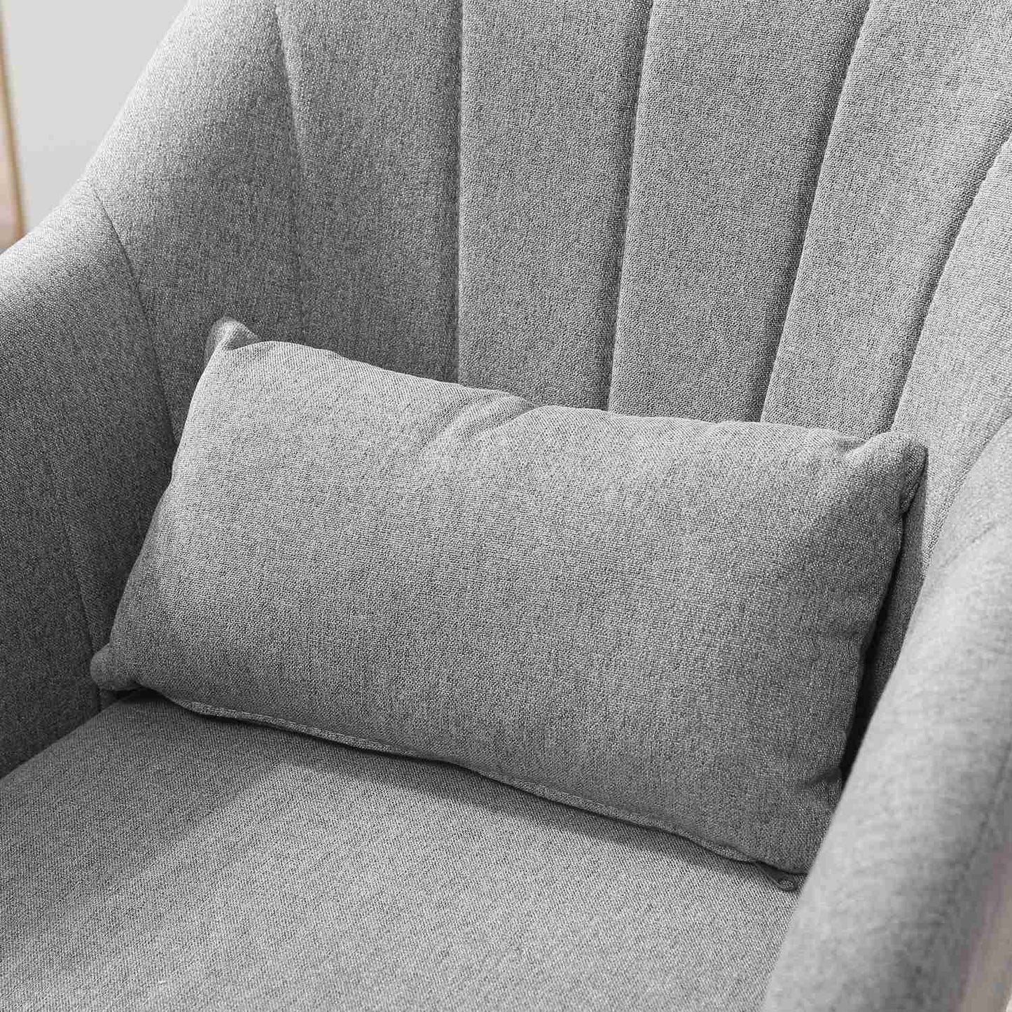 Height-adjustable swivel chair, linen-covered, grey