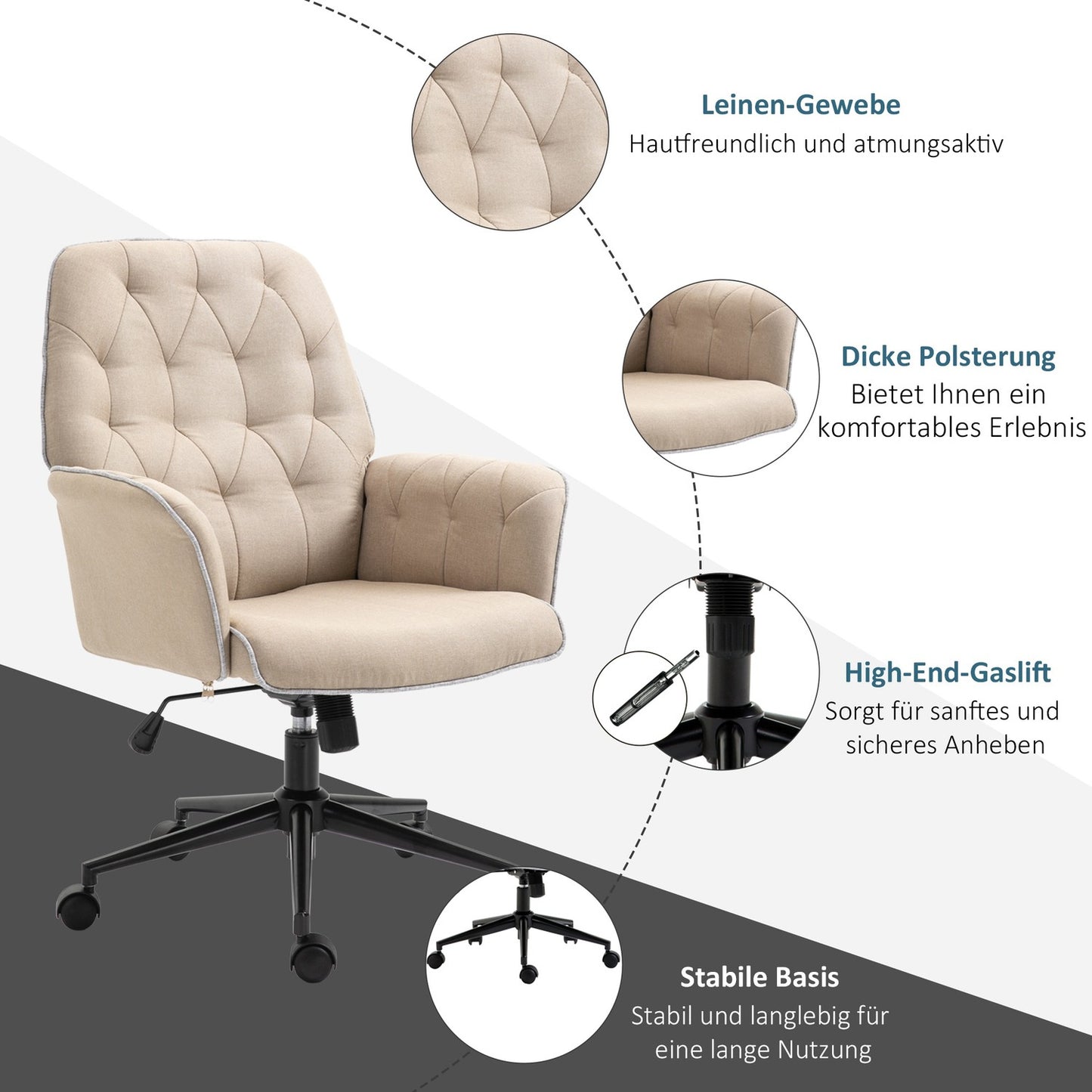 Ergonomic swivel office chair, height adjustable foam