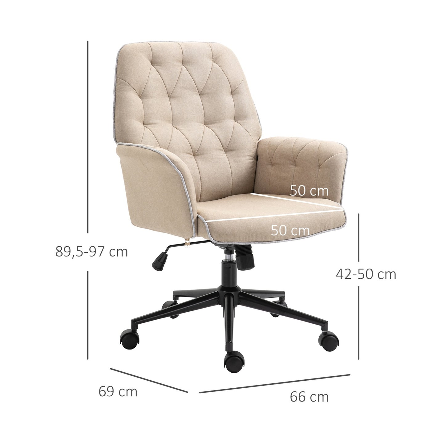 Ergonomic swivel office chair, height adjustable foam