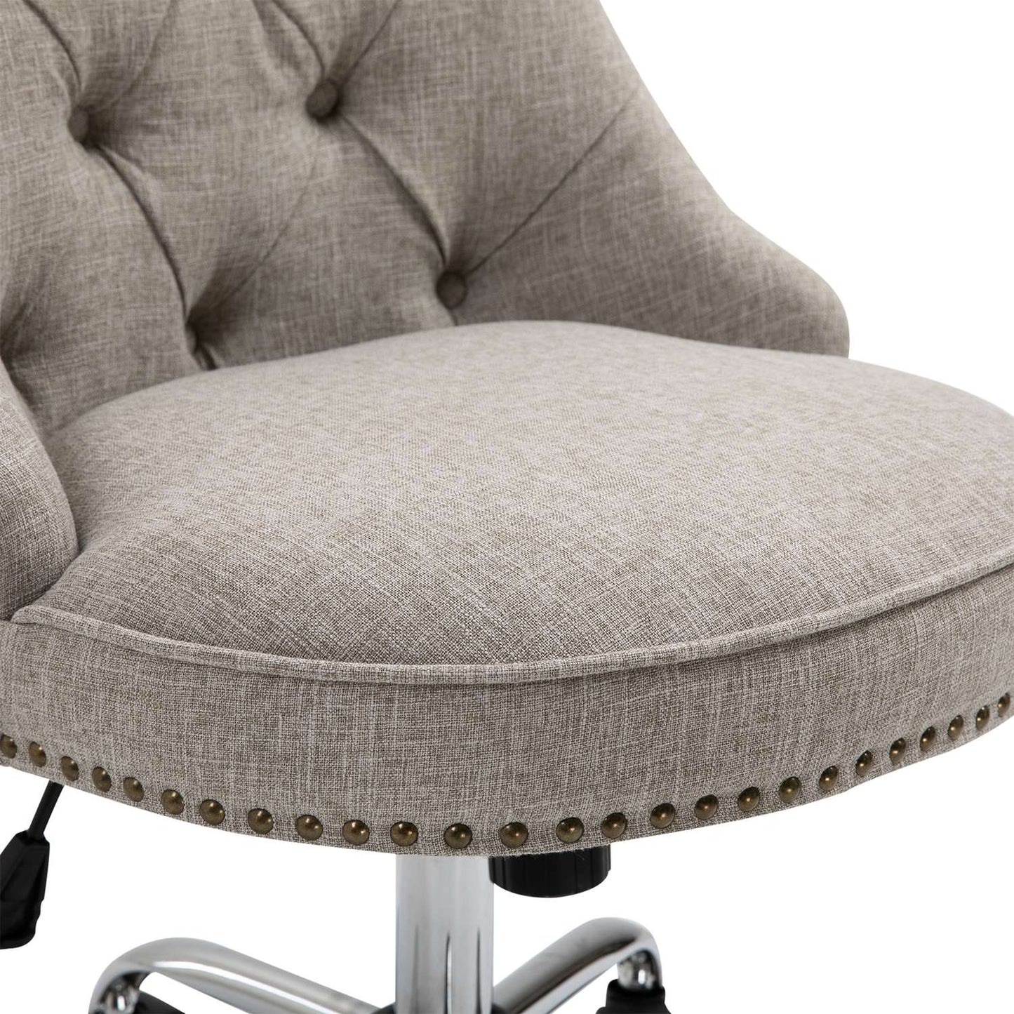 Executive Swivel Chair in light gray linen, adjustable in height
