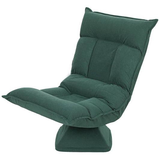 Swivel Floor Chair with Adjustable Backrest – Green Velvet