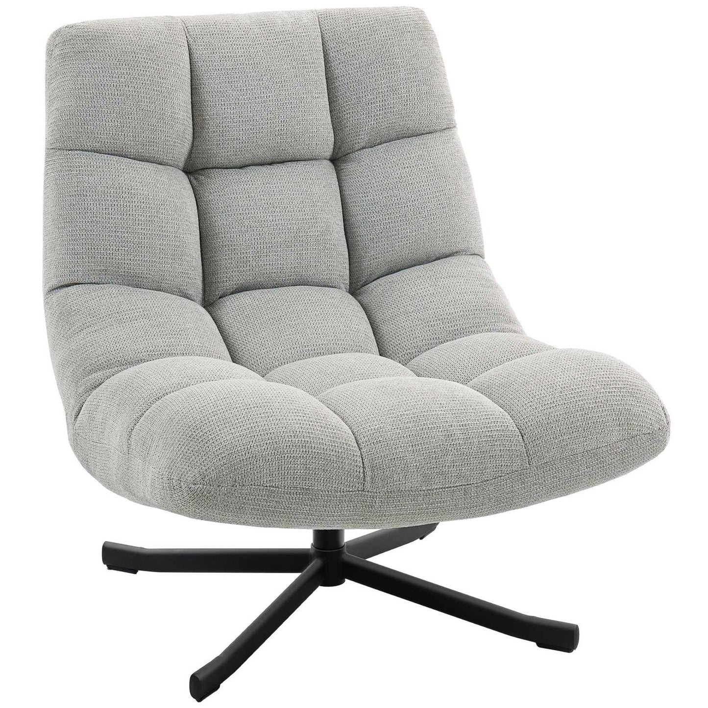 Swivel Lounge Chair, Wide Seat, Water-Resistant Chenille, Light Grey