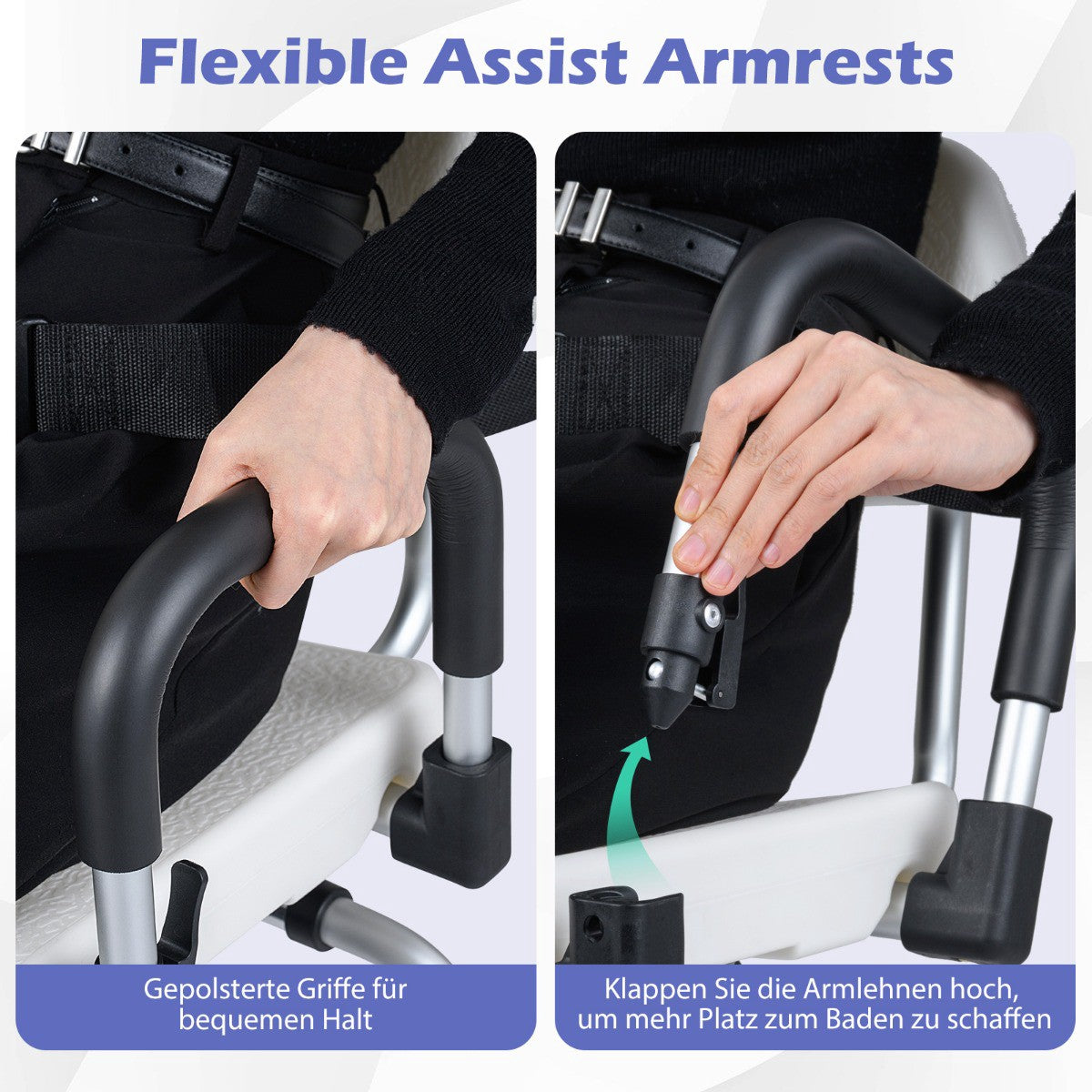 Swivel Shower Chair with Adjustable Height and Safety Belt
