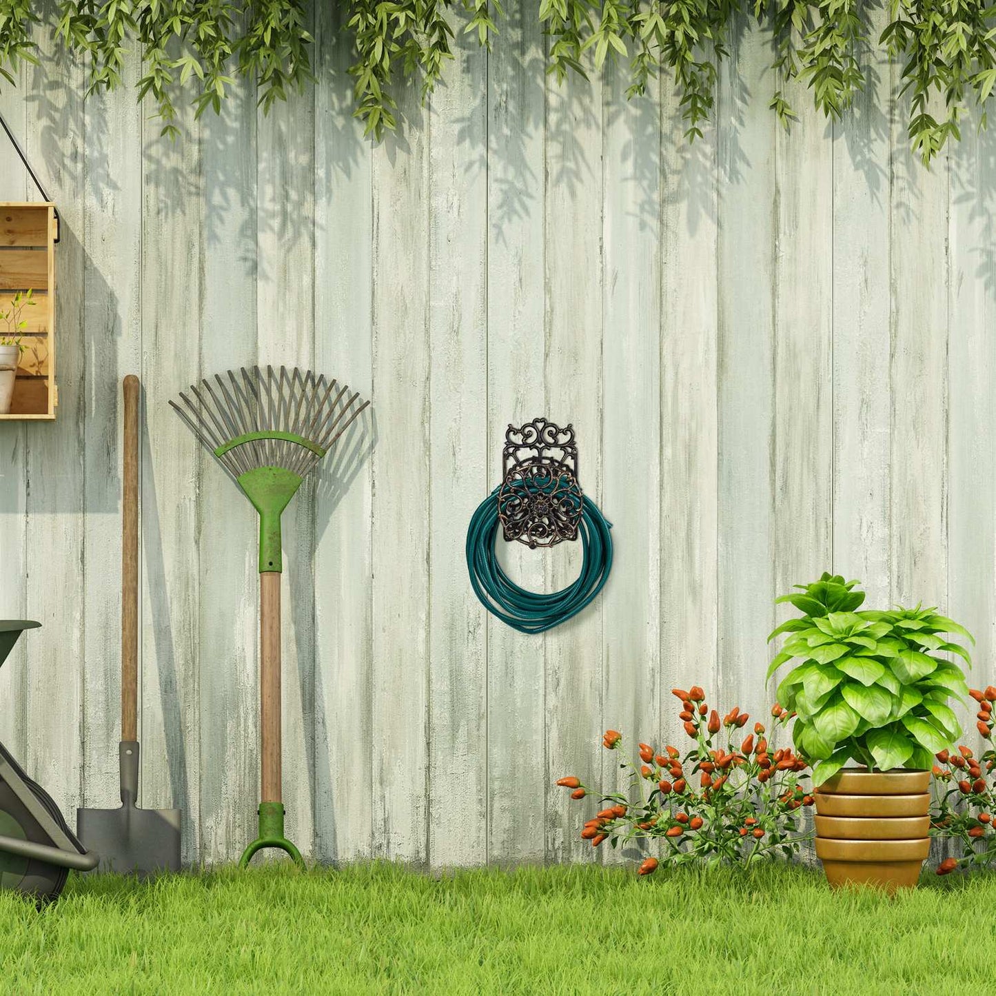 Swivel cast iron hose holder