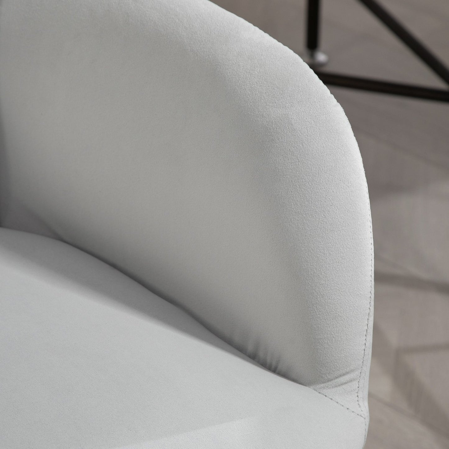 Height adjustable velvet desk chair - light grey, 120 kg capacity