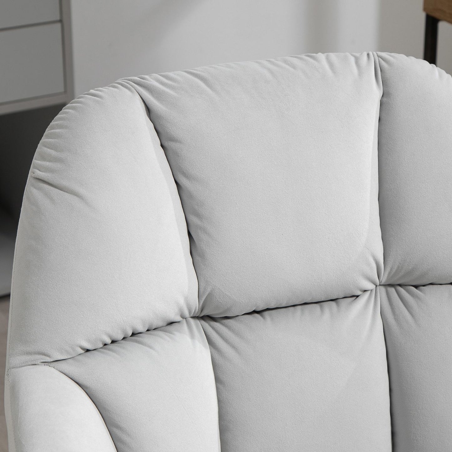 Height adjustable velvet desk chair - light grey, 120 kg capacity