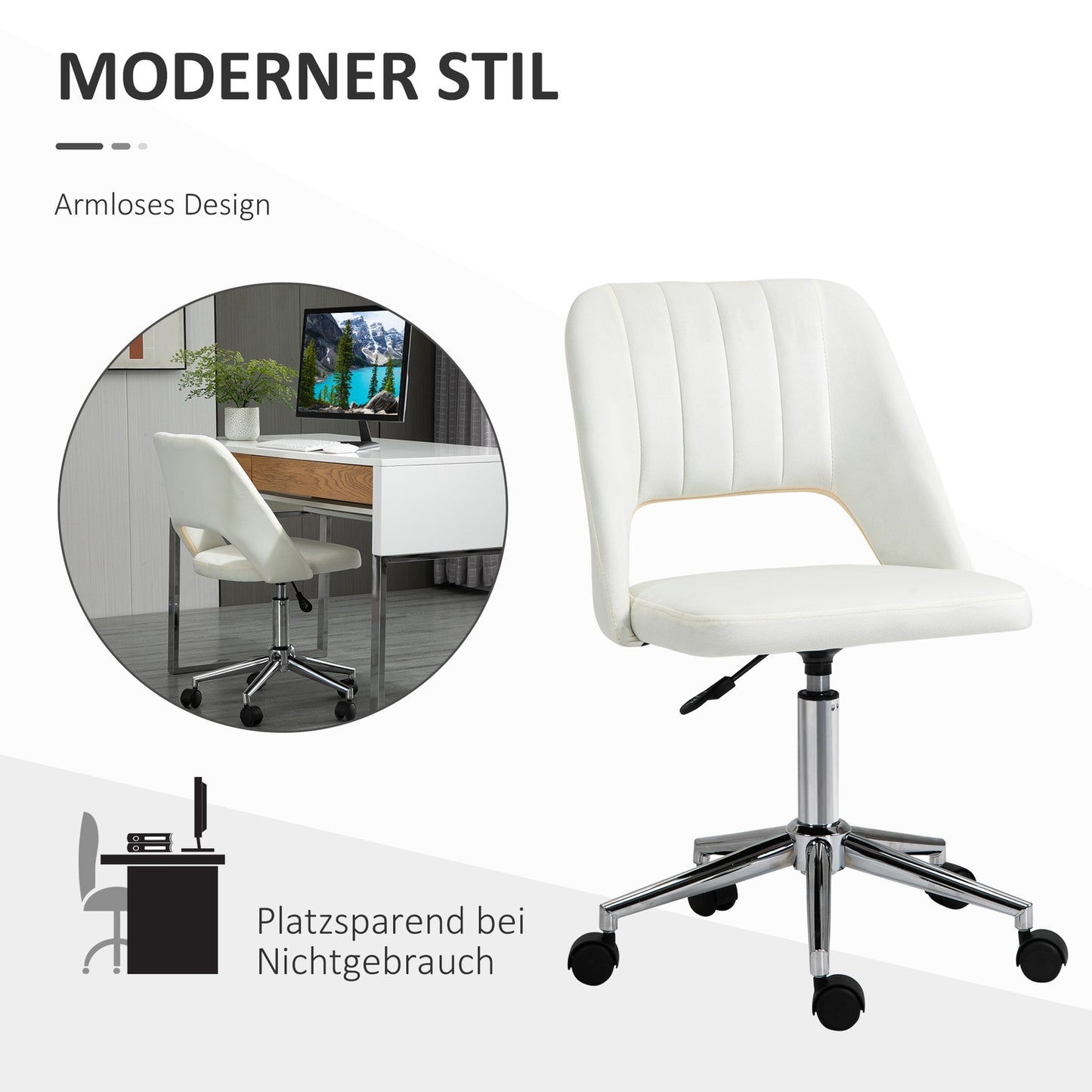 Height-adjustable beige swivel chair for office & living room
