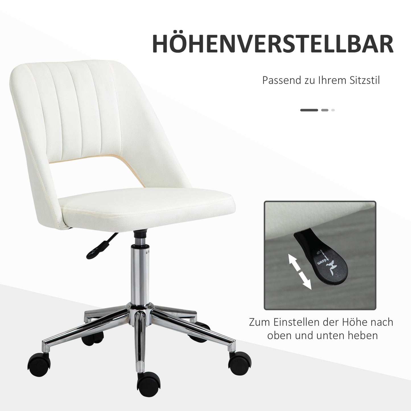 Height-adjustable beige swivel chair for office & living room