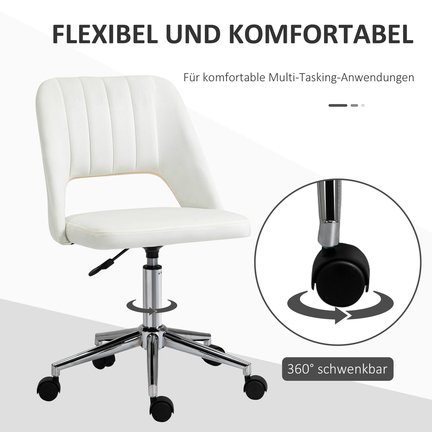 Height-adjustable beige swivel chair for office & living room