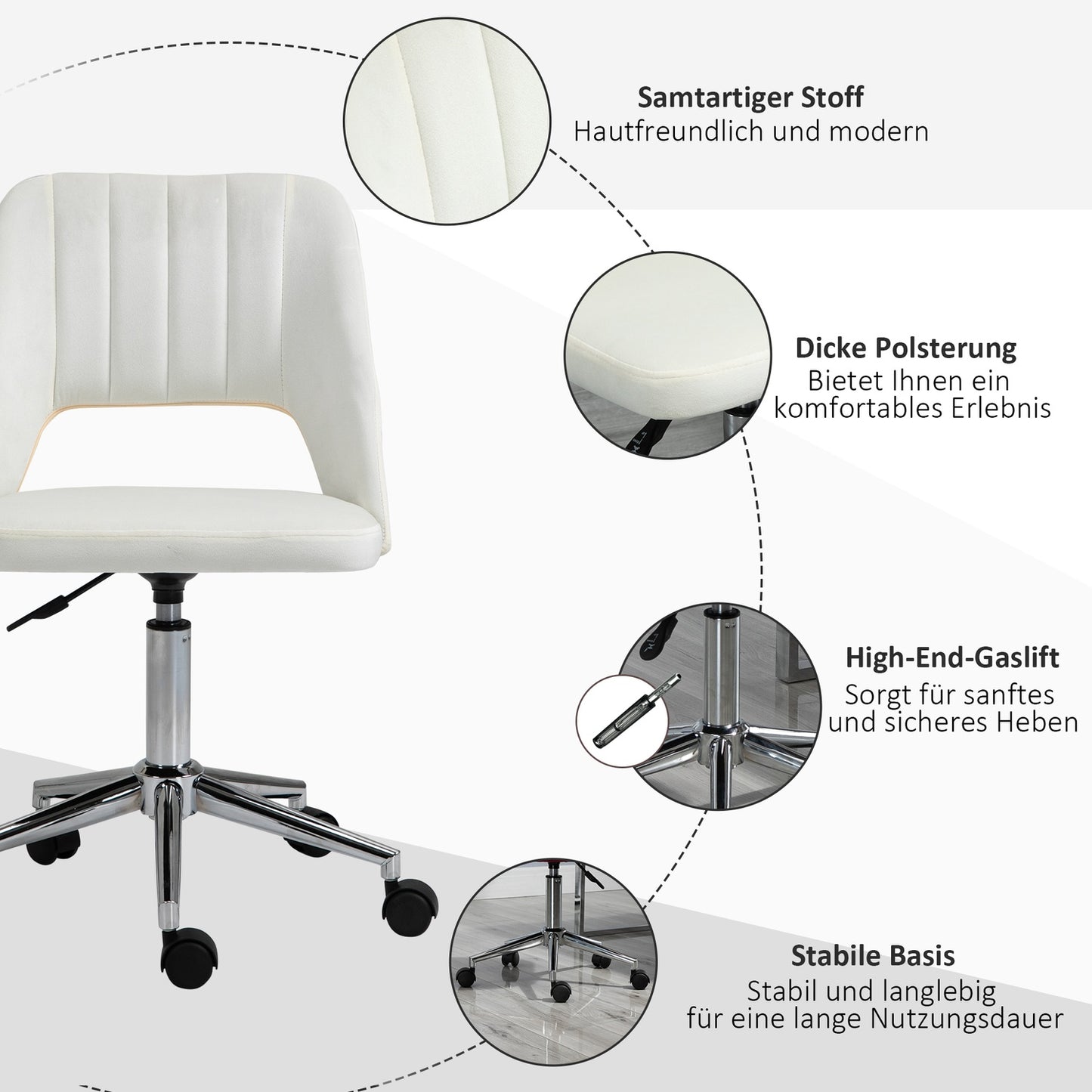Height-adjustable beige swivel chair for office & living room