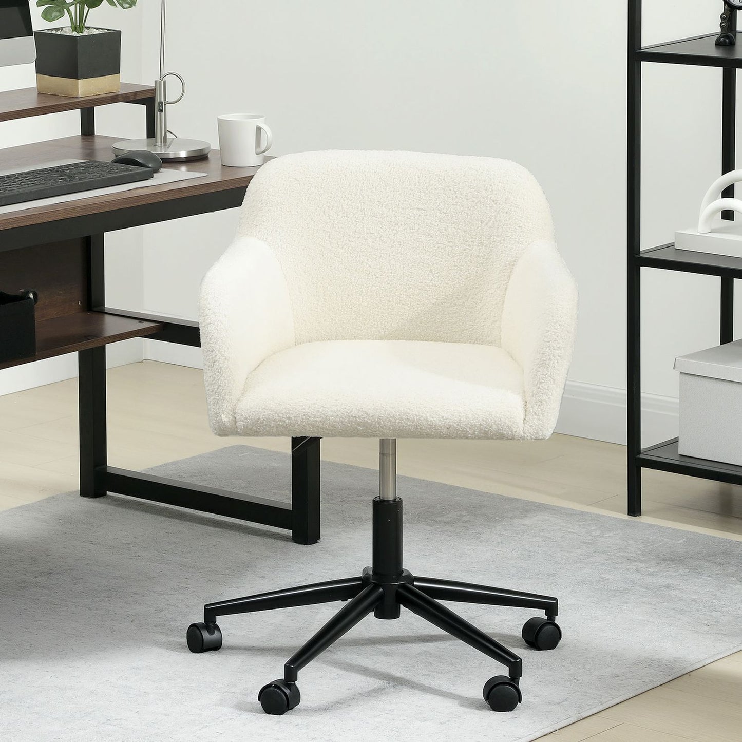 Swivel Office Chair, Fleece Fabric, Height Adjustable