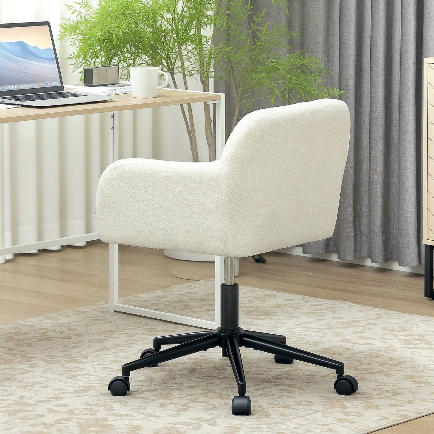Swivel Office Chair, Fleece Fabric, Height Adjustable