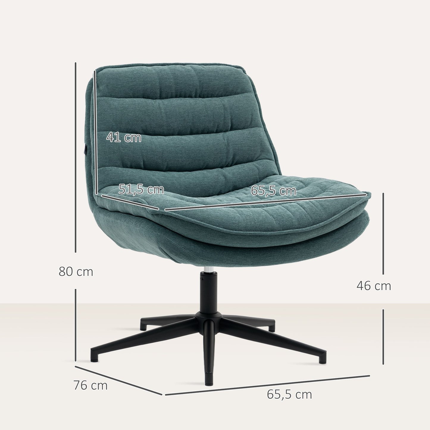 Swivel office chair with wide seat, spacious upholstered chair for the office, study, dark green