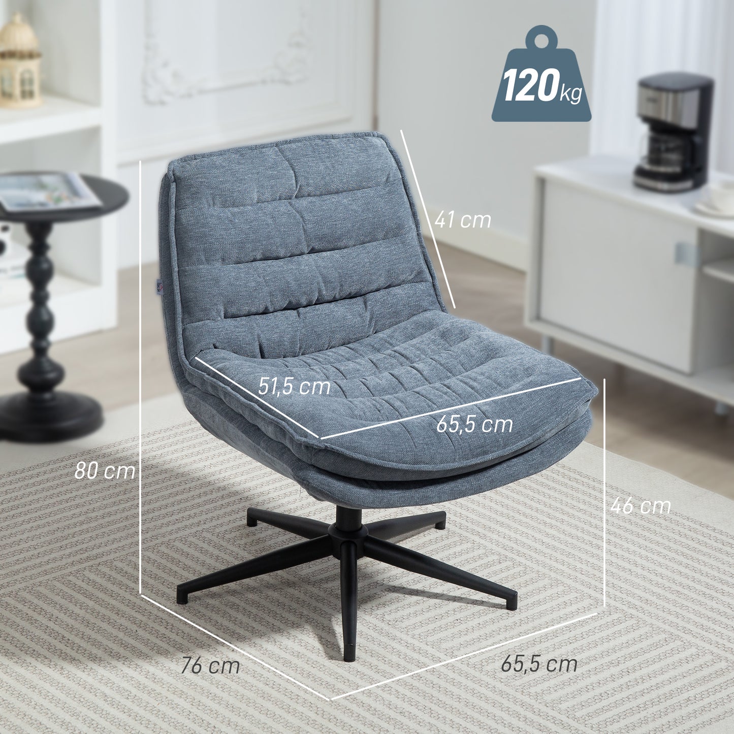 Swivel office chair with wide seat, spacious upholstered chair for the office, study, dark grey