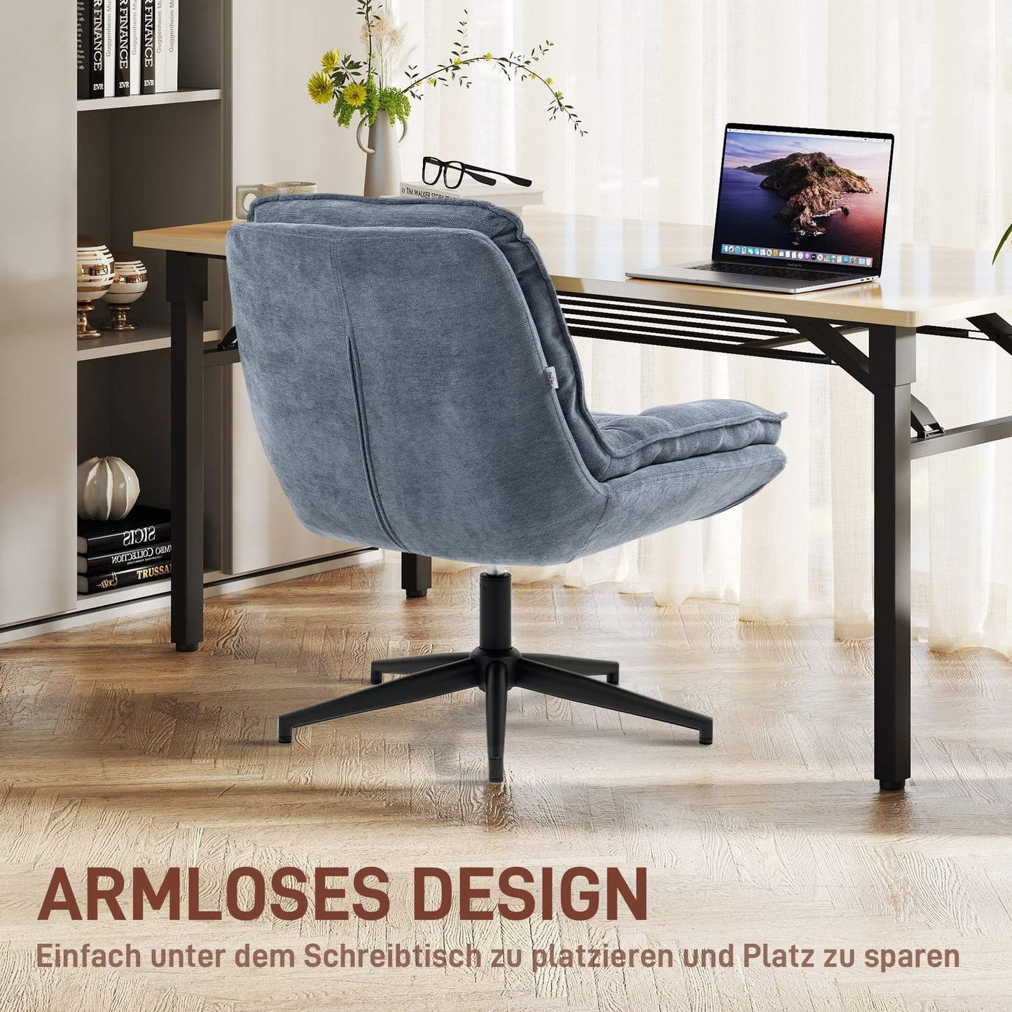 Swivel office chair with wide seat, spacious upholstered chair for the office, study, dark grey