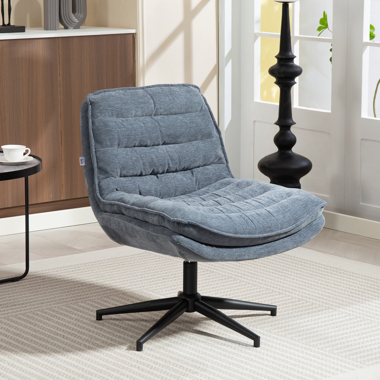 Swivel office chair with wide seat, spacious upholstered chair for the office, study, dark grey
