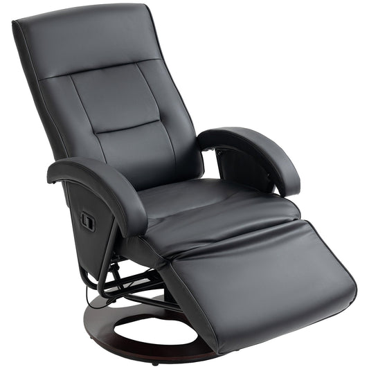 Swivel Chair, Faux Leather, Reclining, Black