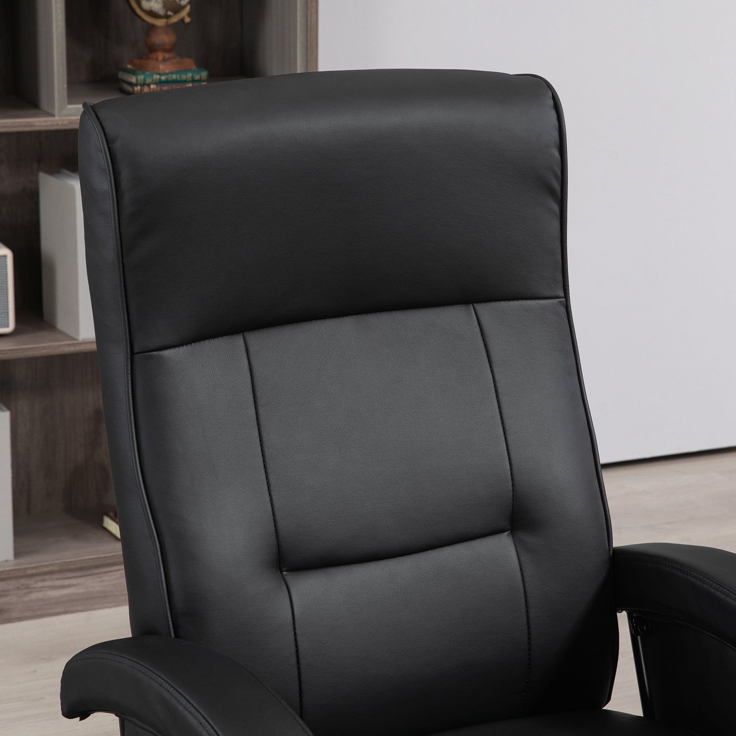 Swivel Chair, Faux Leather, Reclining, Black