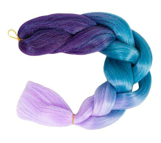 Synthetic hair braids ombre blue/fio W10342