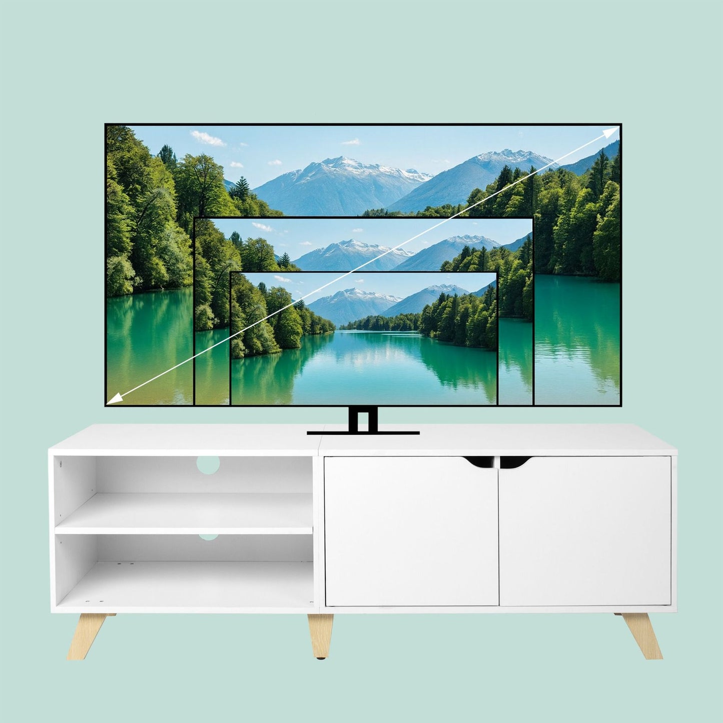 TV Cabinet for 60-Inch TVs, 6 Compartments