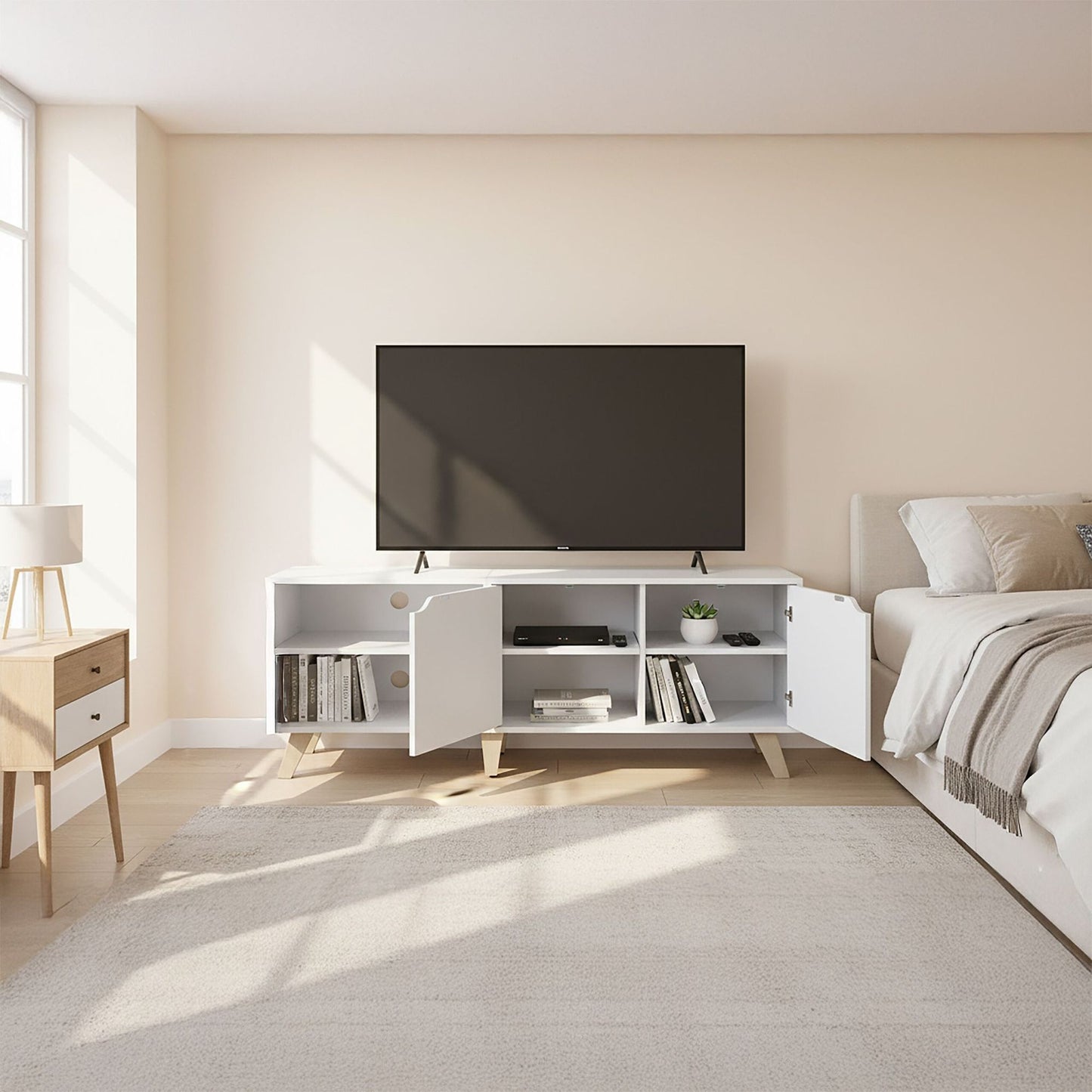 TV Cabinet for 60-Inch TVs, 6 Compartments
