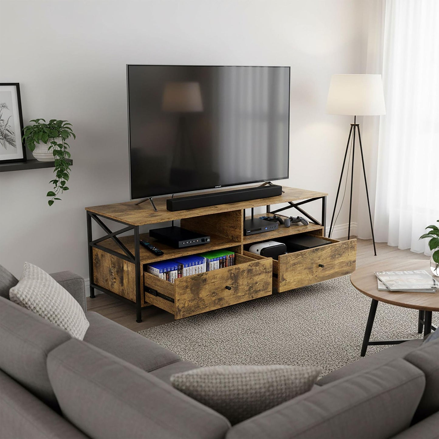 TV Cabinet with Drawers for TVs Up to 55 Inches
