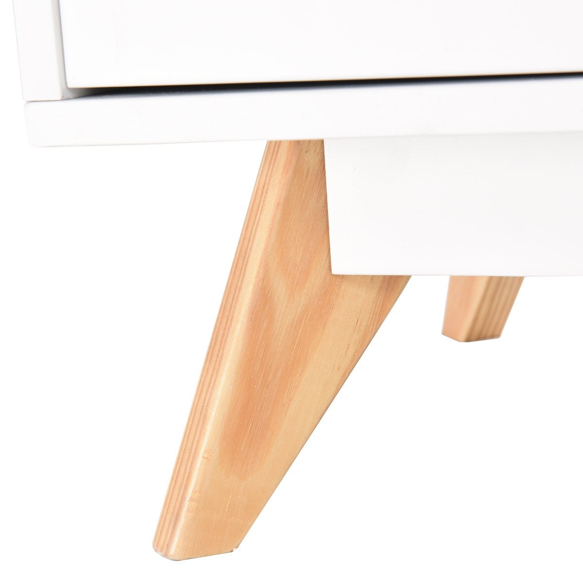 TV Stand for 60 Inch TVs Modern TV Console Table with Storage Solid Wood Feet White