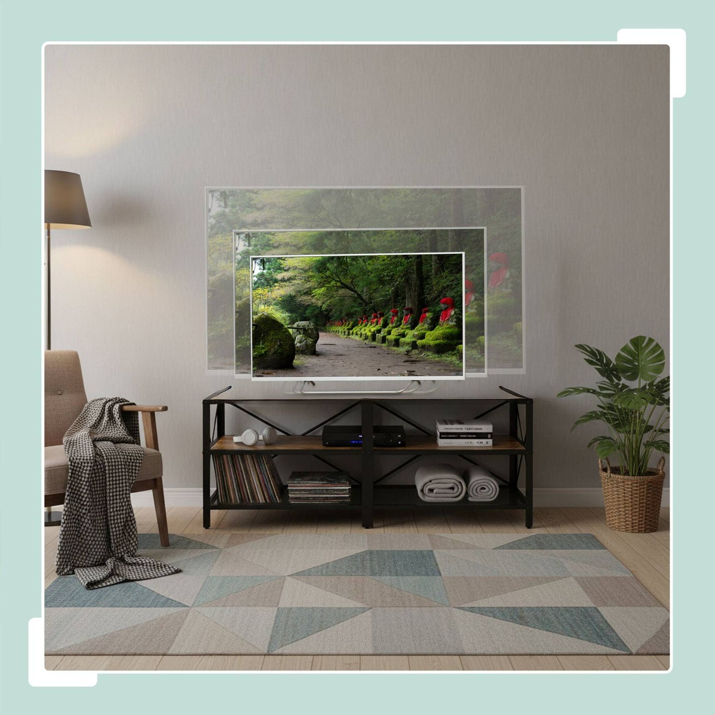 TV Stand with 4 Compartments, Industrial Design