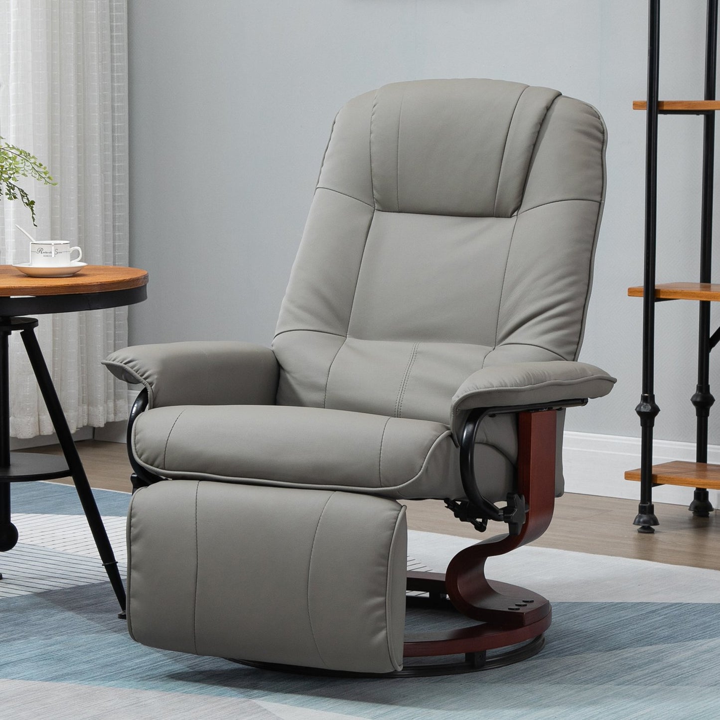 Lounger, electric 145° tilt, synthetic leather, grey