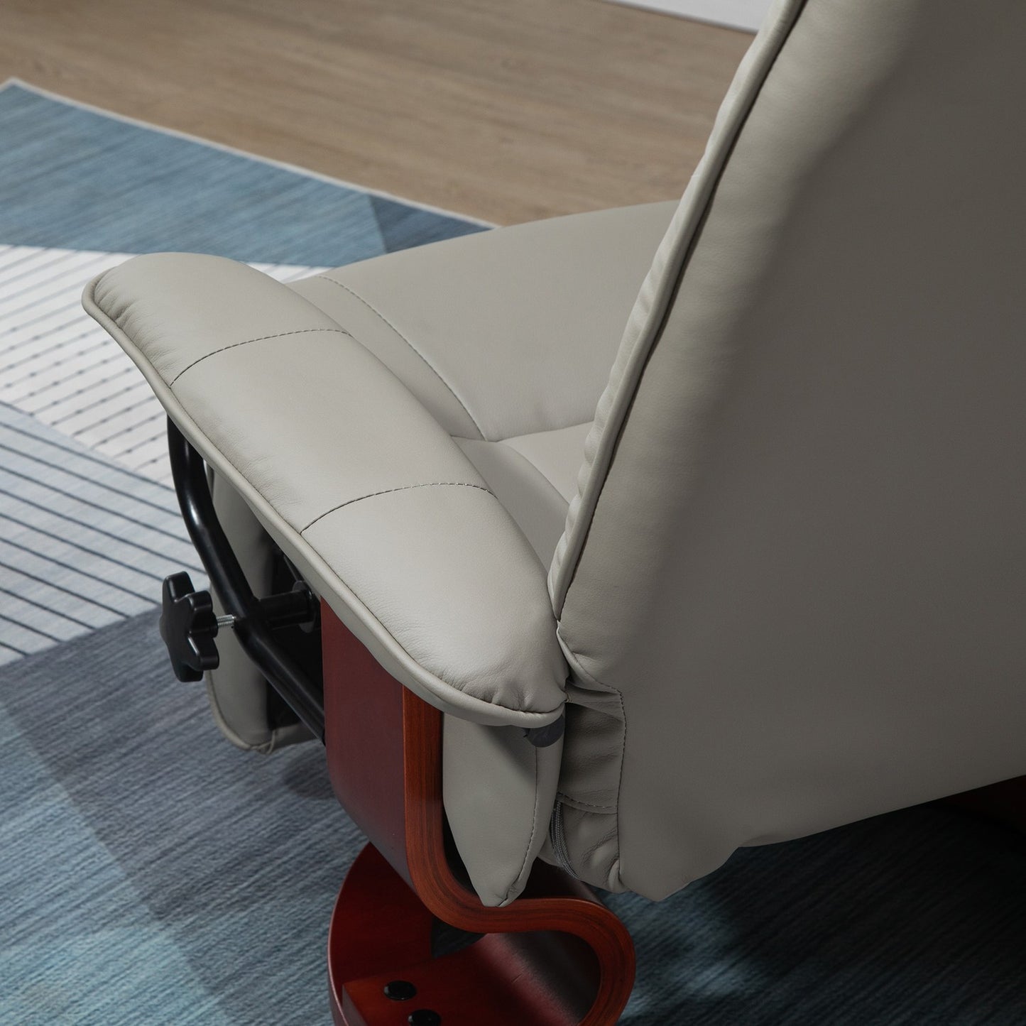 Lounger, electric 145° tilt, synthetic leather, grey