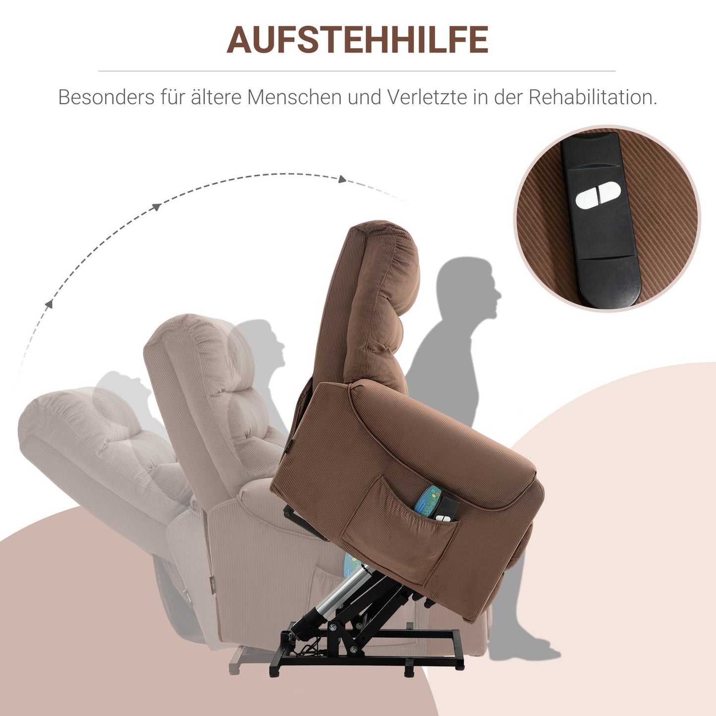 Electric armchair with massage, heating and remote control