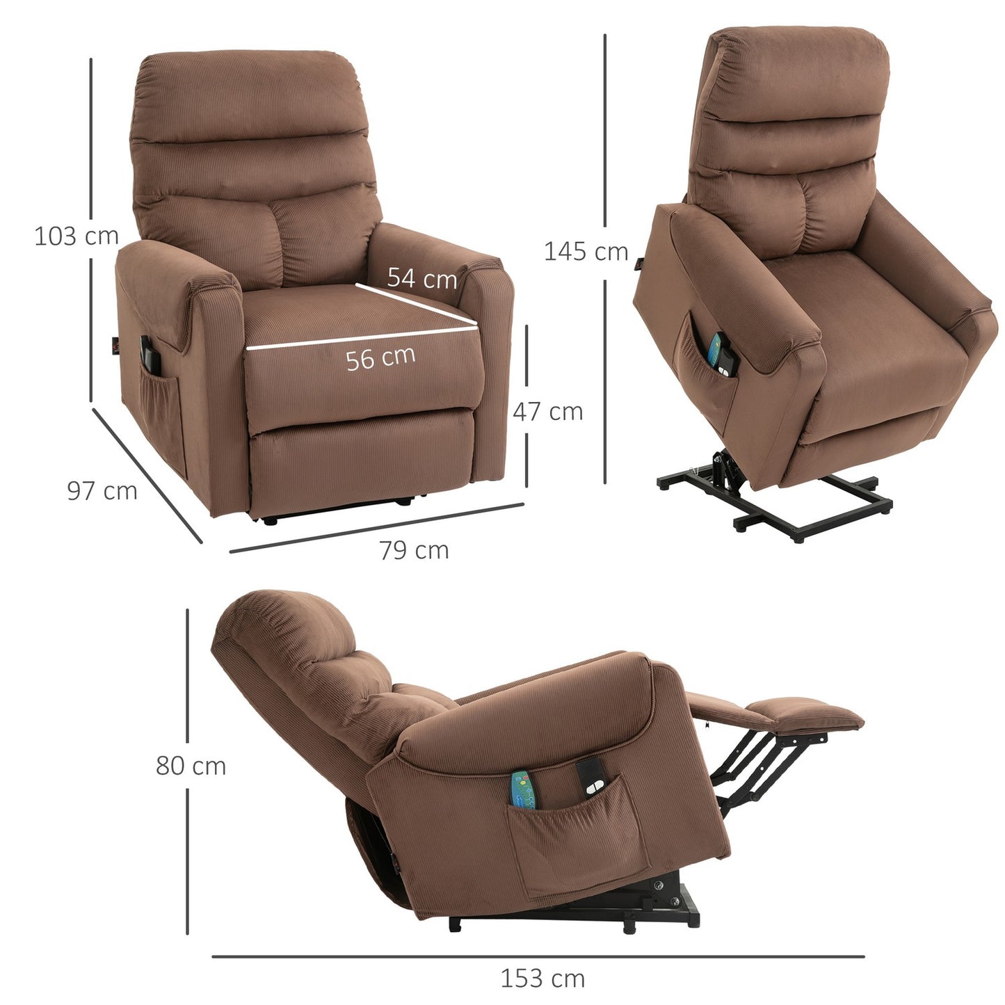 Electric armchair with massage, heating and remote control