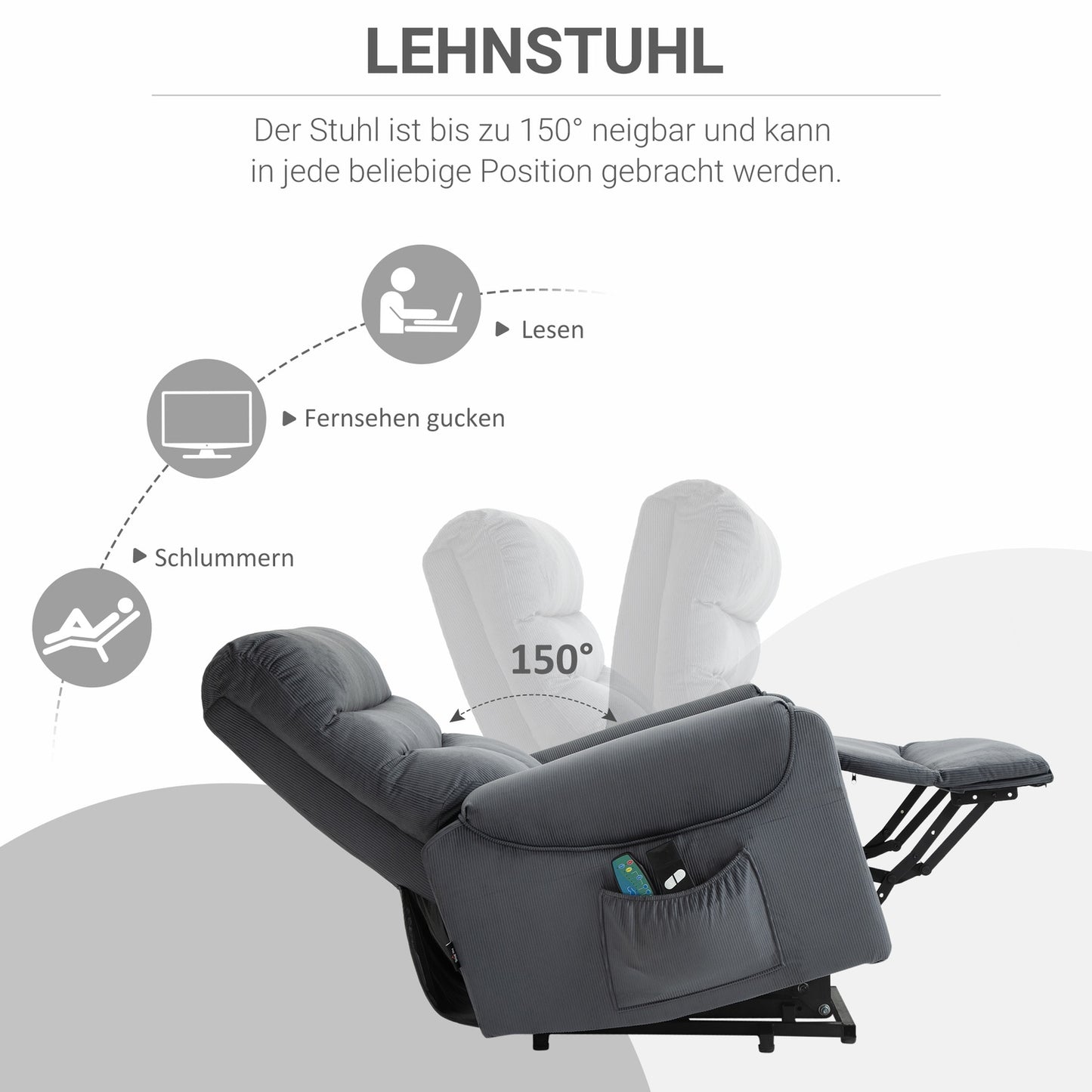 Electric recliner with massage, heating and standing assistance