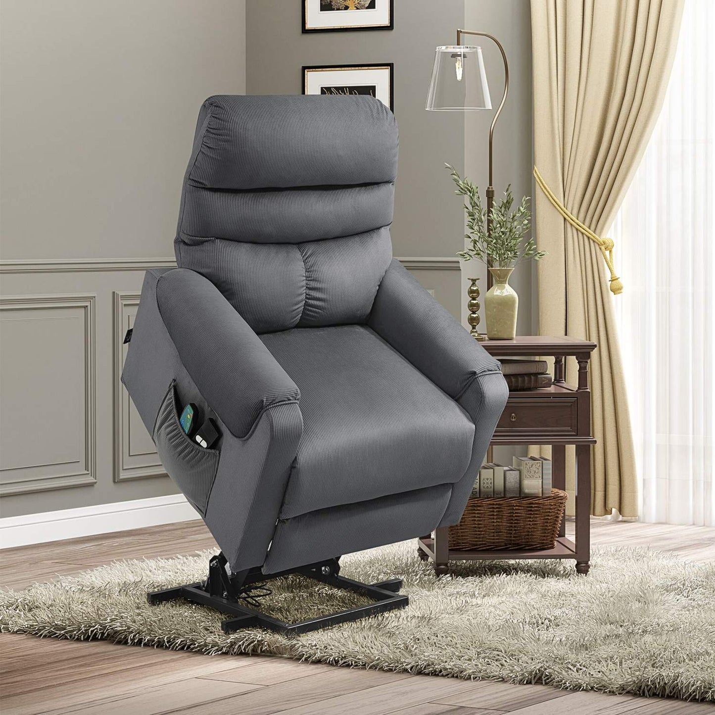 Electric recliner with massage, heating and standing assistance