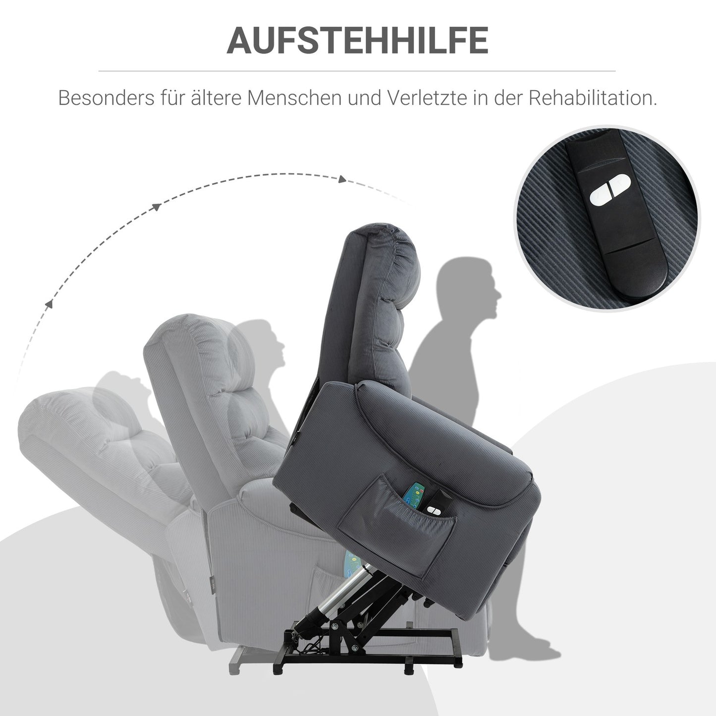 Electric recliner with massage, heating and standing assistance