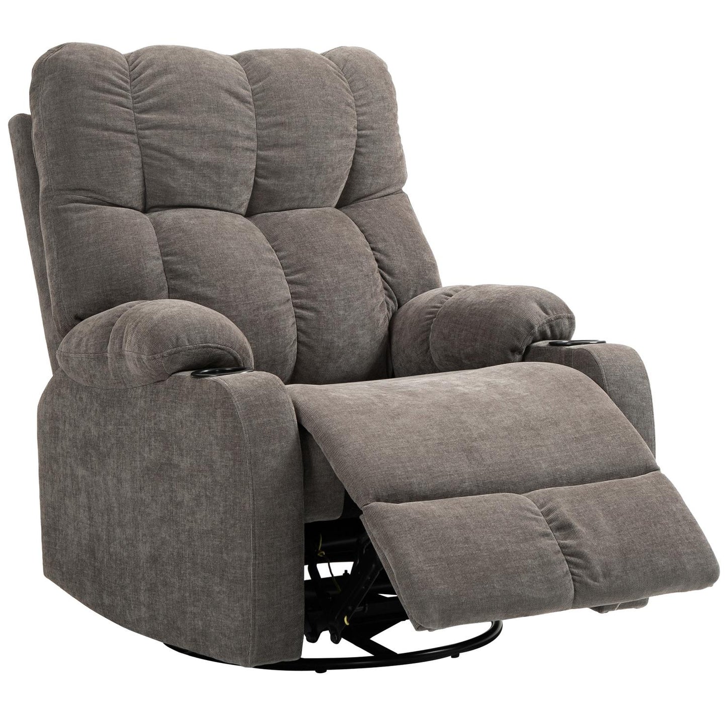 Reclining TV armchair, Swivel, with Cup holder, Brown