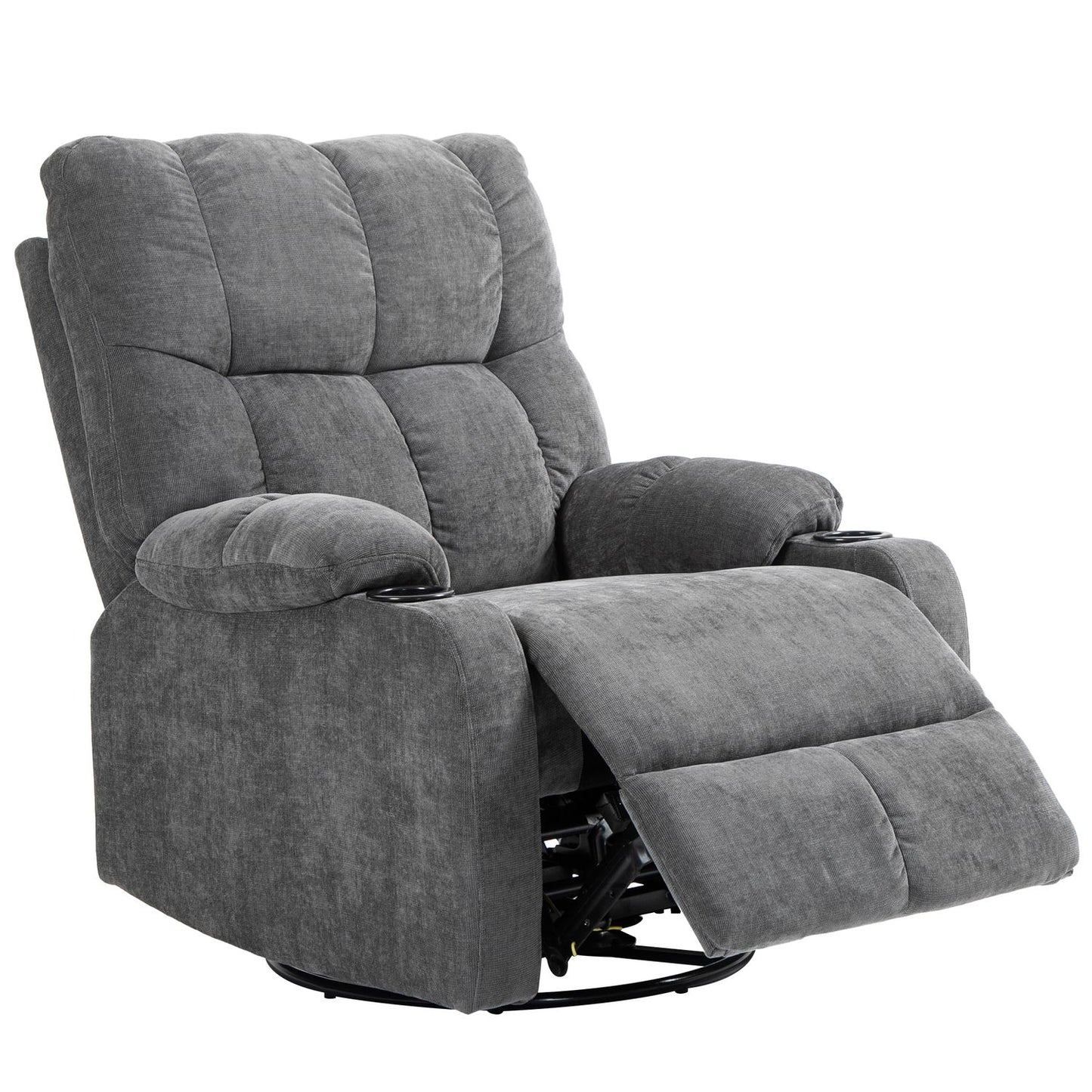 Reclining TV armchair, 360° rotatable, dark grey, 88x96x108cm