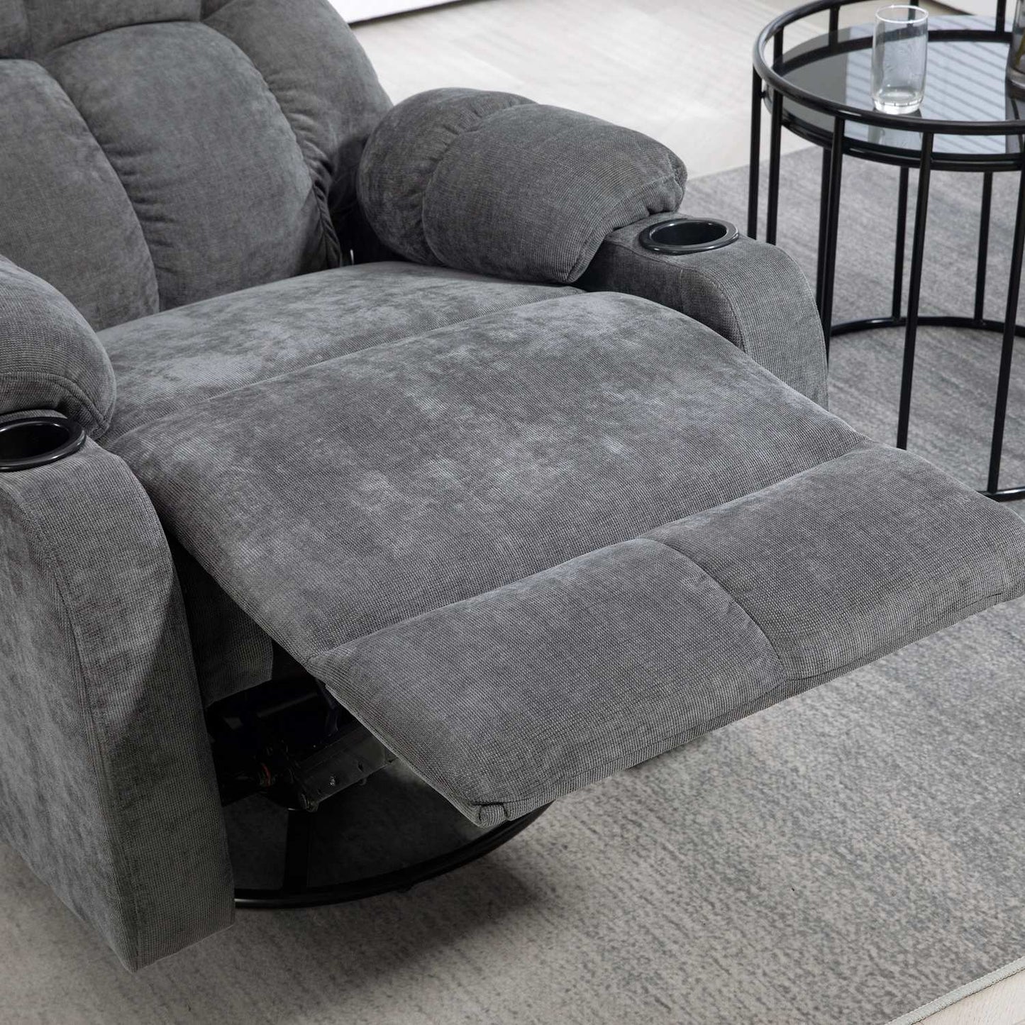 Reclining TV armchair, 360° rotatable, dark grey, 88x96x108cm