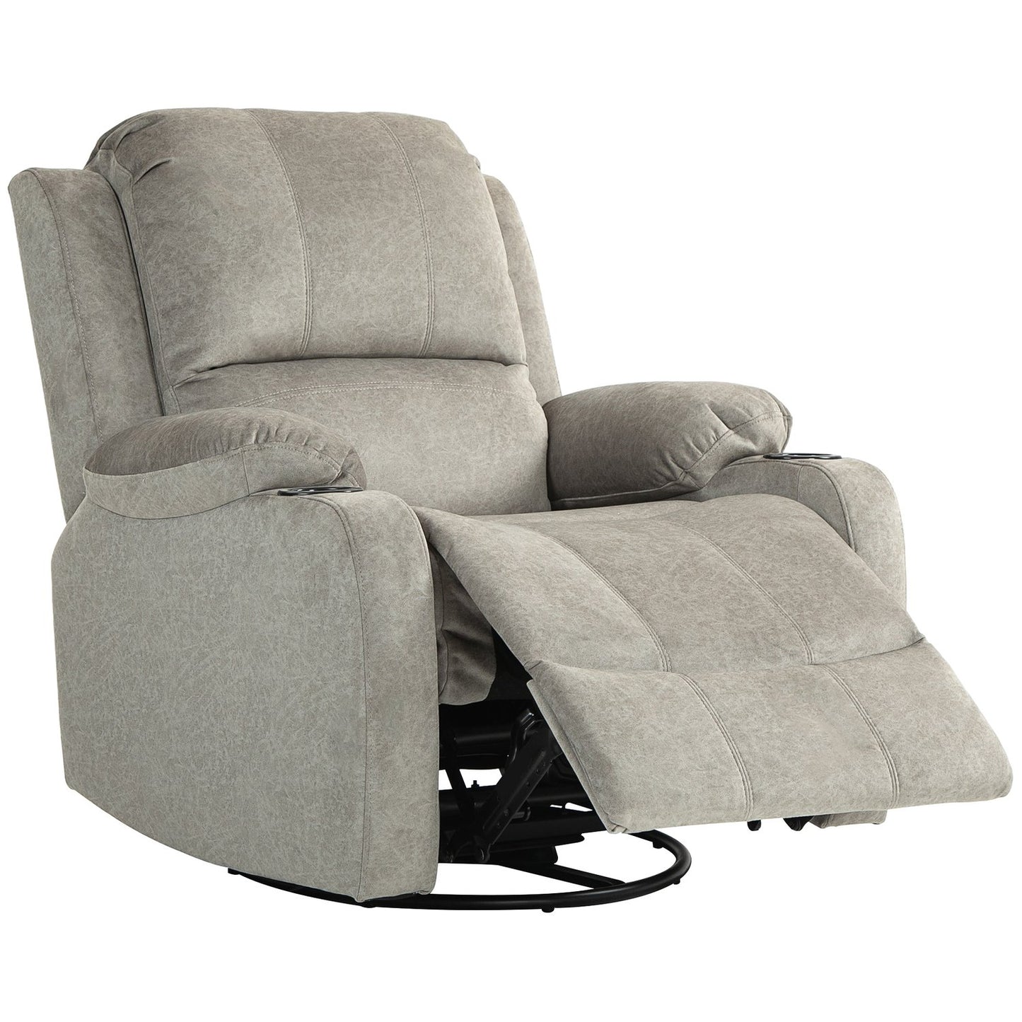 Reclining rocking chair with cup holder, brown