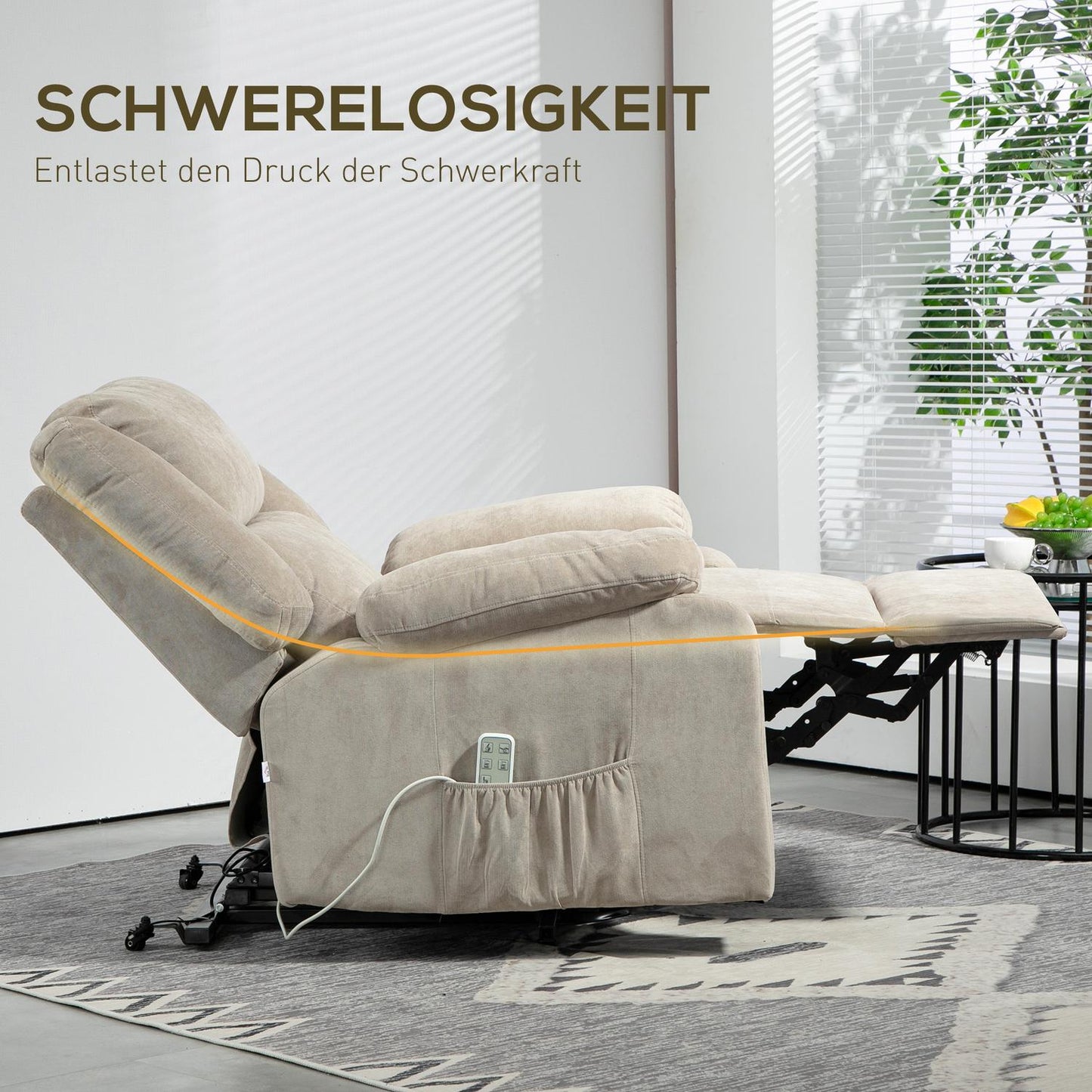Electric recliner, standing aid, pocket spring, light grey
