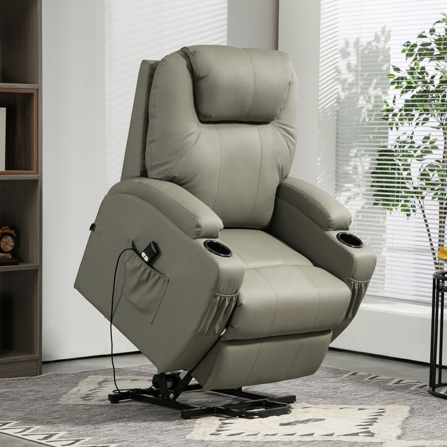 Electric recliner TV chair with standing aid & cup holder