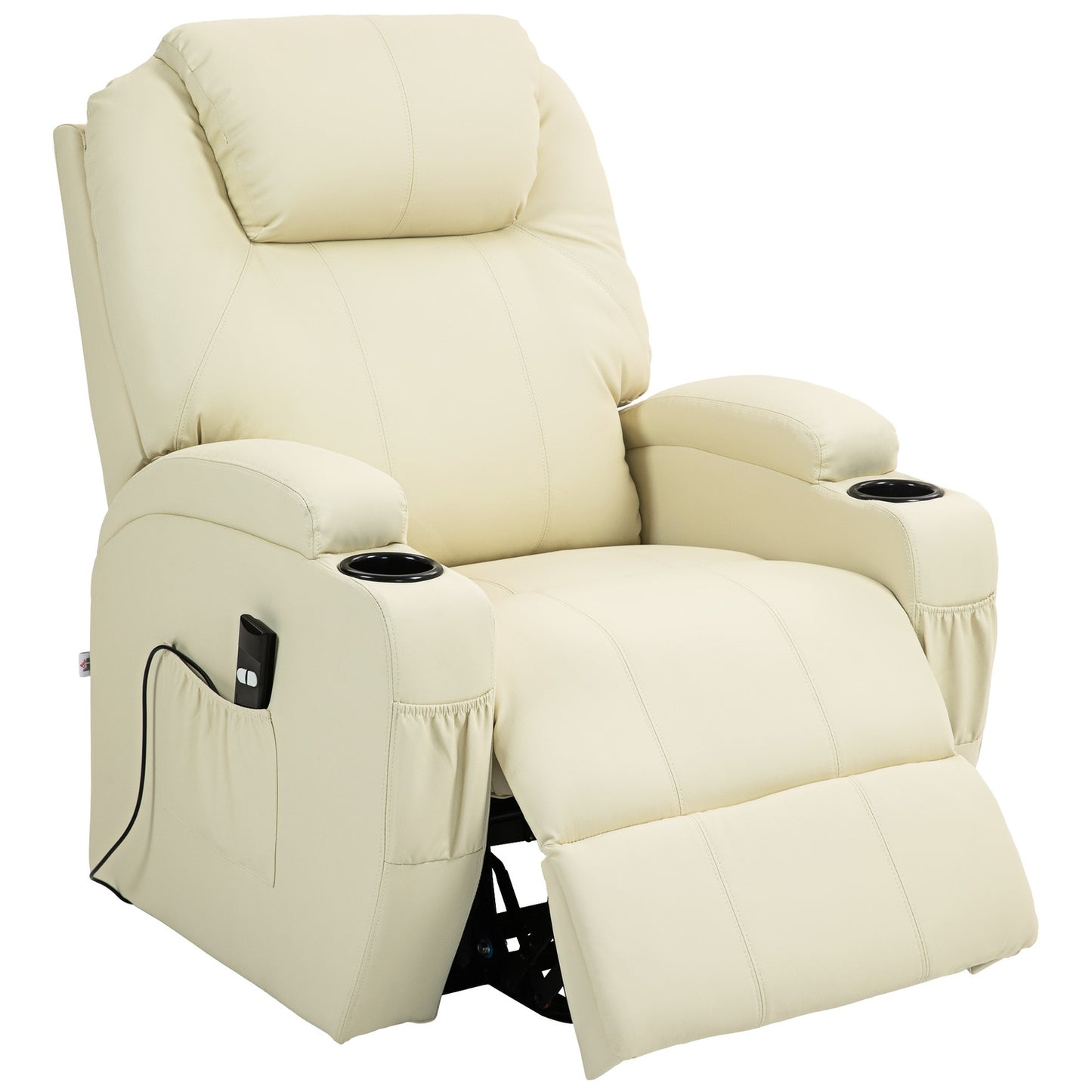 Electric recliner, stand-up assistance, cream-colored artificial leather