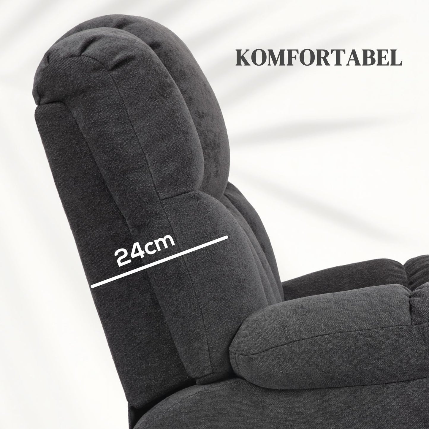 Electric reclining TV armchair with USB port, Black