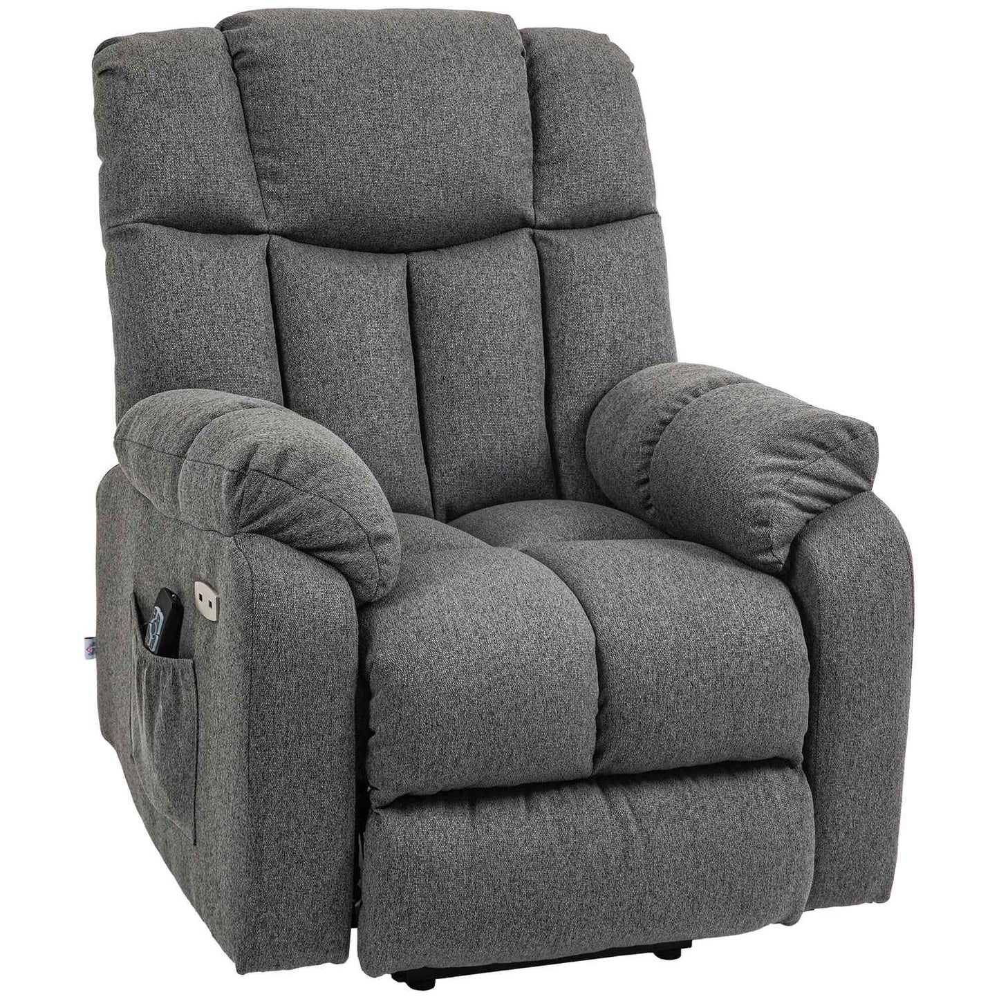 Electric reclining TV armchair with USB port, dark grey