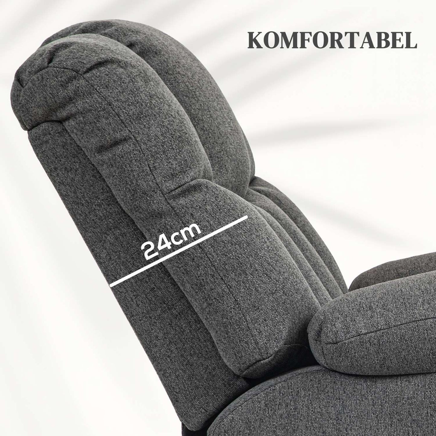 Electric reclining TV armchair with USB port, dark grey