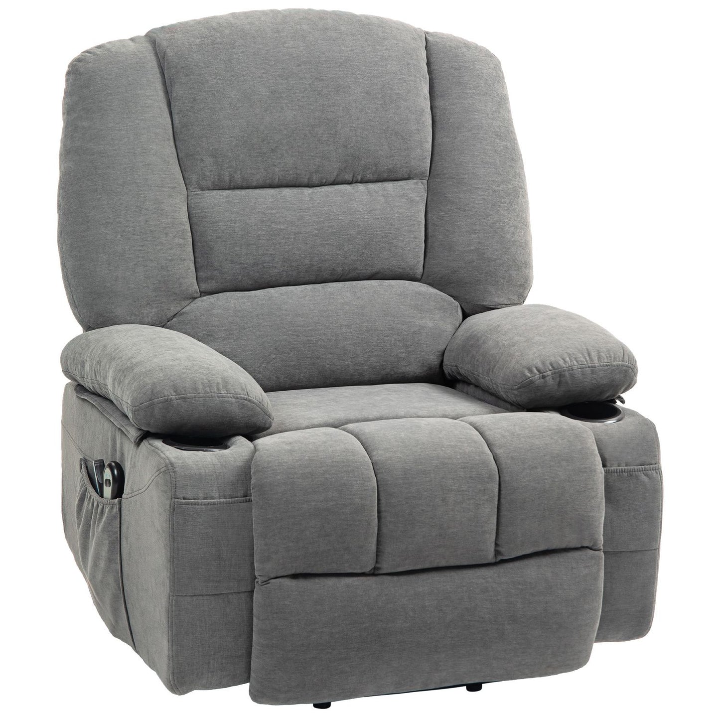 Electric reclining TV armchair, heating & massage, dark grey
